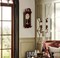 Clockswise 20" Plastic Grandfather Clock Realistic Wood-Grain Finish with Swinging Pendulum and Chiming Sound Battery-Operated Decorative Wall Accent for Home Office Living Room Kitchen Hallway